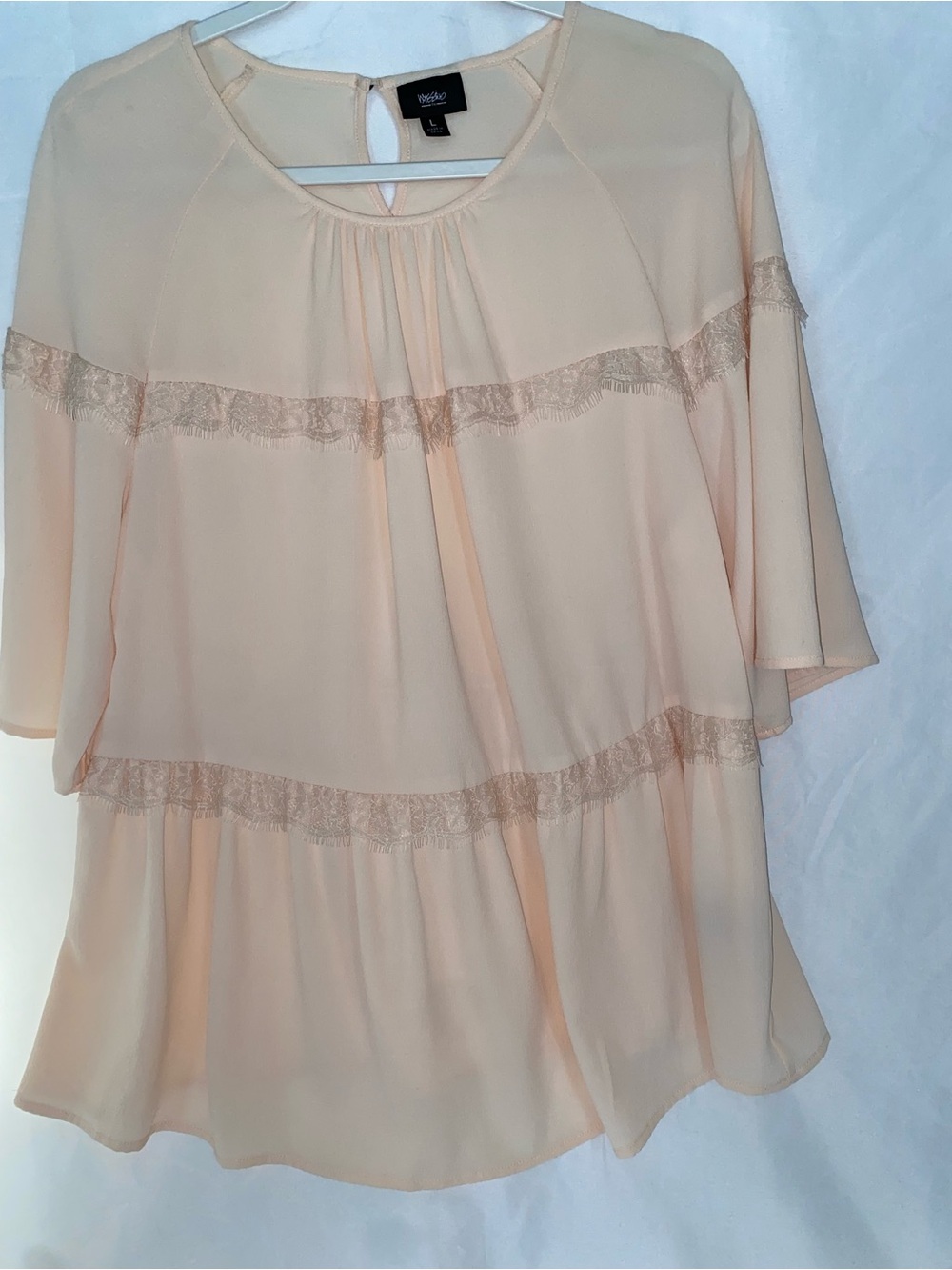 Mossimo Peach Boho Tiered Blouse Size L.